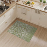 Vintage Green Leaf and Bloom Area Rug