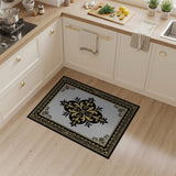 Ornate Gold Fleur-de-Lis Gray Area Rug