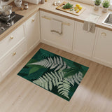 Green Floral Vintage Lush Green Fern Fronds Area Rug