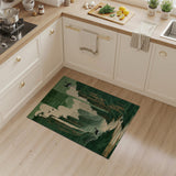 Emerald Mountains Herons Green Area Rug