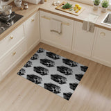 Bold Black White Crystal Skull Pattern Rug