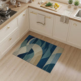 Blue and Teal Blue Teal Abstract Wave Geometric Area Rug