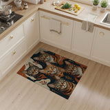 Orange Tabby Cats Abstract Area Rug