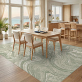 Abstract Area Green Marble Swirl Area Rug
