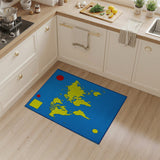 Pixelated World Map Blue Area Rug