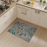 Jungle Leopard Teal Leaf Area Rug
