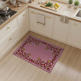 Pink Ornate Floral Vine Border Rug