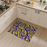 Vibrant Yellow Blue Swirl Abstract Area Rug