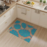 Vibrant Blue Monstera Leaf Boho Area Rug