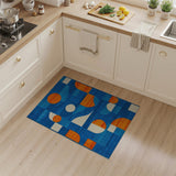 Blue Orange Geometric Abstract Area Rug