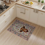 Shaggy Highland Cow Pink Floral Persian Rug