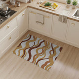 Fluid Wavy Brown Tan Abstract Area Rug