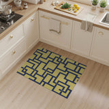 Yellow Navy Geometric Maze Area Rug
