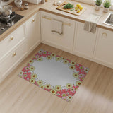 Pink Daisy Floral Border Area Rug