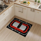 Red Racetrack Geometric Area Rug