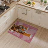 Prowling Tiger on Pink Waves Area Rug