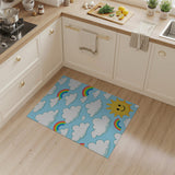 Rainbow Clouds Smiling Sun Kids Cartoon Rug