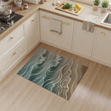 Teal Ocean Waves Crashing Beach Area Rug