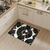 Black and White Fan Geometric Area Rug