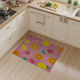 Vibrant Pink Fruit Slice Area Rug with Watermelons Citrus