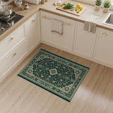 Ornate Blue and Teal Ornate Teal Medallion Persian Area Rug
