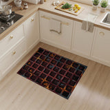 Distressed Rusty Metal Grid Area Rug