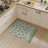 Pale Green Wildflower Line Art Area Rug