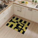 Vibrant Yellow Black Geometric Abstract Area Rug