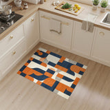 Washable Modern Geometric Color Block Area Rug - Navy & Orange