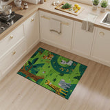 Whimsical Jungle Animals Kids Cartoon Rug