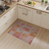 ODIKA Tribal Geometric Patchwork Washable Area Rug - Terracotta & Blush Pink