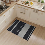 Woven Bold Black White Striped Woven Rug
