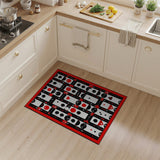 Bold Geometric Red Black White Area Rug