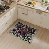 Vintage Purple Roses Peonies Floral Rug