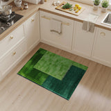 Layered Green Geometric Modern Area Rug