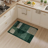 Green Geometric Oval Modern Area Rug