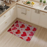 Striped Hearts Red Area Rug
