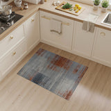 Distressed Grey and Orange Abstract Area Rug