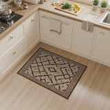 Brown Tan Checkered Rustic Farmhouse Rug