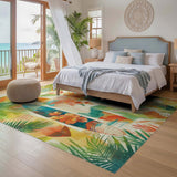 ODIKA Tropical Surfboard Art Washable Area Rug - Low Pile Non-Slip Coastal Decor