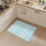 Blue and White Striped Coastal Area Rug