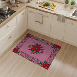Red Poinsettia Pink Floral Area Rug