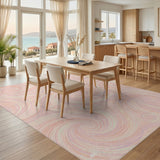 Pink Swirl Pastel Washable Area Rug