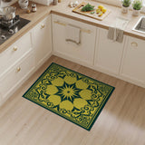 Ornate Yellow Starburst Floral Area Rug