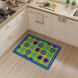 Vibrant Yellow Rug with Blue Daisy Flowers