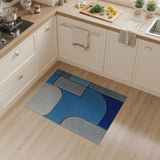 Blue and Teal Blue Teal Geometric Abstract Area Rug
