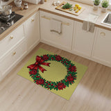 Red Rose Wreath with Bow Area Rug
