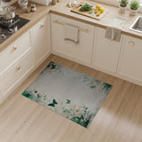 Green Butterfly Vine Distressed Vintage Rug