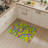 Vibrant Yellow Multi-Color Swirl Abstract Area Rug