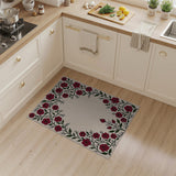 Red Vintage Red Rose Floral Area Rug